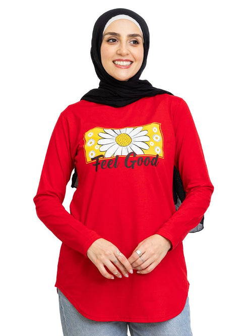 Racing Red Printed Long - Sleeve Design 13 - Khotwh